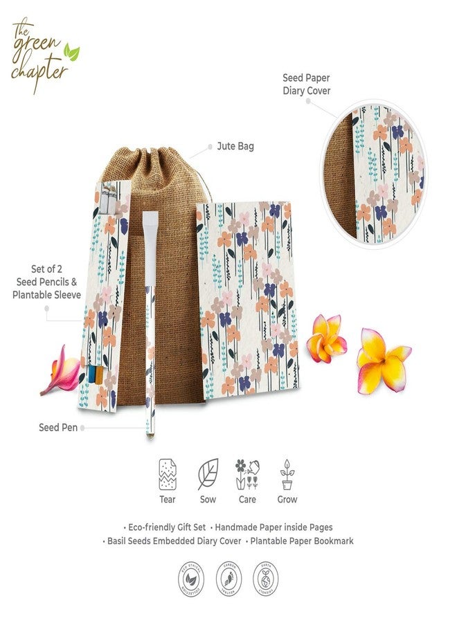 The Green Chapter Diary Gift Set for Men Women | Ecofriendly Birthday Festival Office Gifts | 2 Seed Pencil in Plantable Pack | 1 Seed Pen | 1 Plantable Bookmark | 1 Diary | 1 Jute Bag - Image 3