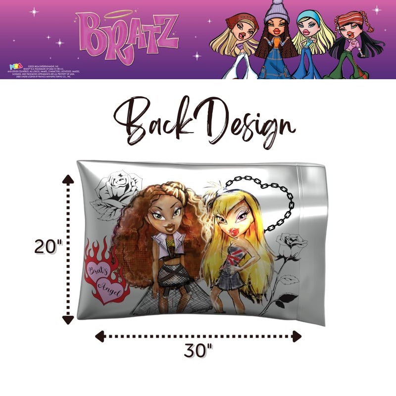 Franco Collectibles Bratz Beauty Silky Satin Standard Reversible Pillowcase Cover 20x30 for Hair and Skin, (Official Licensed Product) - Image 2