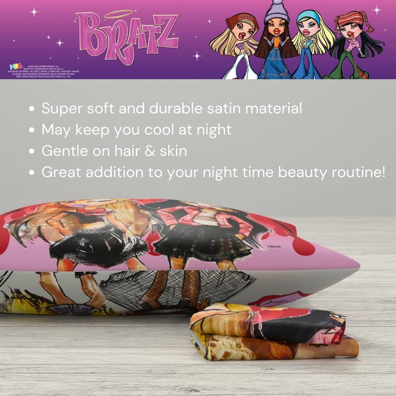 Franco Collectibles Bratz Beauty Silky Satin Standard Reversible Pillowcase Cover 20x30 for Hair and Skin, (Official Licensed Product) - Image 5