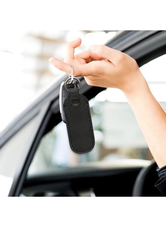 Black Leather Flash Drive Case With Keychain Compact USB Storage Protective Cover - Image 4