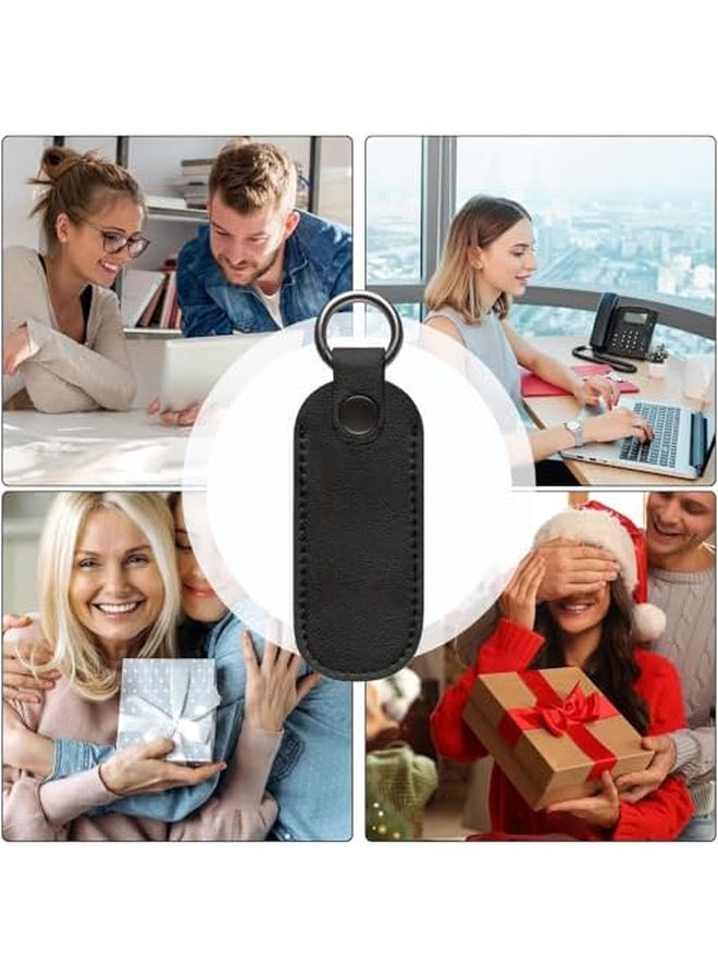 Black Leather Flash Drive Case With Keychain Compact USB Storage Protective Cover - Image 3