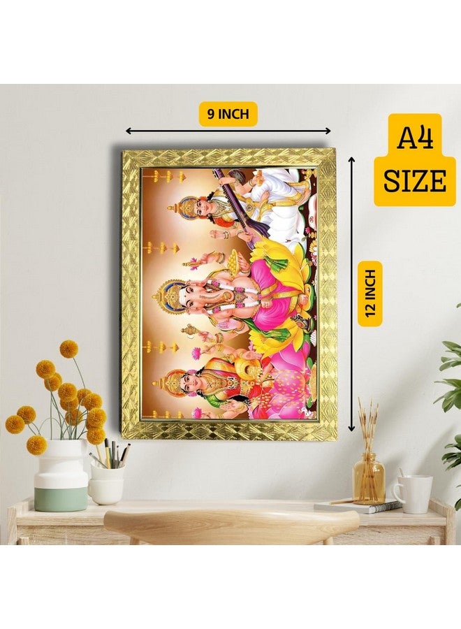 CDM Lakshmi Devi Ganesha Saraswati Ganesh Photo Frame/Wall Painting Framed For Home Décor pf 82 - Image 3