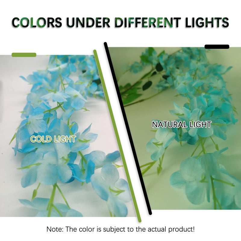 Luerbi 24 Pack Lake Blue Wisteria Hanging Flowers Garland  3.77 Feet Lake Blue Artificial Wisteria Flower Vines  Fake Lake Blue Wisteria  Lake Blue Flower Vines for Backdrop  Hanging Flower Garland Decor - Image 2