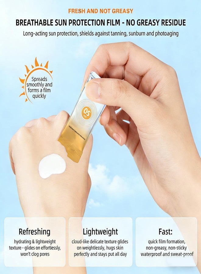 Phanund 50PCS Mini Sunscreen Travel Size SPF50+, Mini Sunscreen Bulk for Face & Body, Travel Size Sunscreen Packets Party Favor, Lightweight, Non-Greasy, Water-Resistant, Summer Party Gifts for Women Girl - Image 5