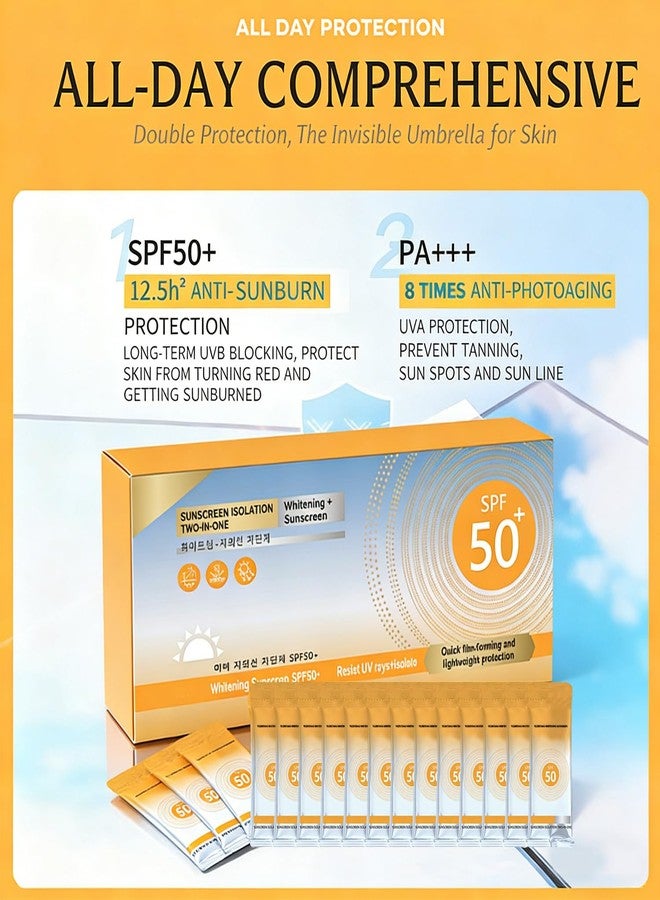 Phanund 50PCS Mini Sunscreen Travel Size SPF50+, Mini Sunscreen Bulk for Face & Body, Travel Size Sunscreen Packets Party Favor, Lightweight, Non-Greasy, Water-Resistant, Summer Party Gifts for Women Girl - Image 2