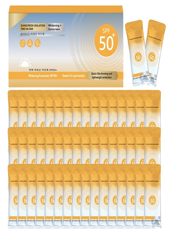 Phanund 50PCS Mini Sunscreen Travel Size SPF50+, Mini Sunscreen Bulk for Face & Body, Travel Size Sunscreen Packets Party Favor, Lightweight, Non-Greasy, Water-Resistant, Summer Party Gifts for Women Girl - Image 1