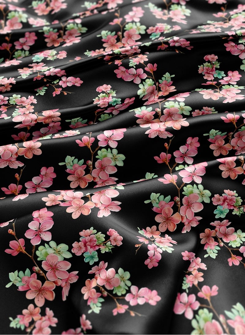 Vellato Al Lail Aramny Silk Fabric By The Yard With Pink Green Floral Design For Jalabiya Makhweer Dressmaking 58 Inches Width - Image 3