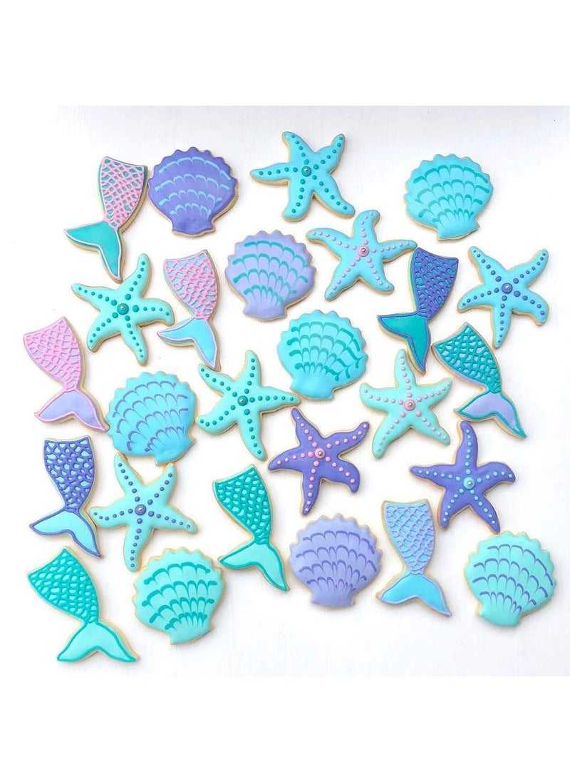 Sweet seven Create Underwater Magic with an 8-Piece Stainless Steel Sea Creatures Cookie Cutter Set - Shark, Mermaid Tail, Seahorse, and More! Baking Fun Awaits!  - Image 2