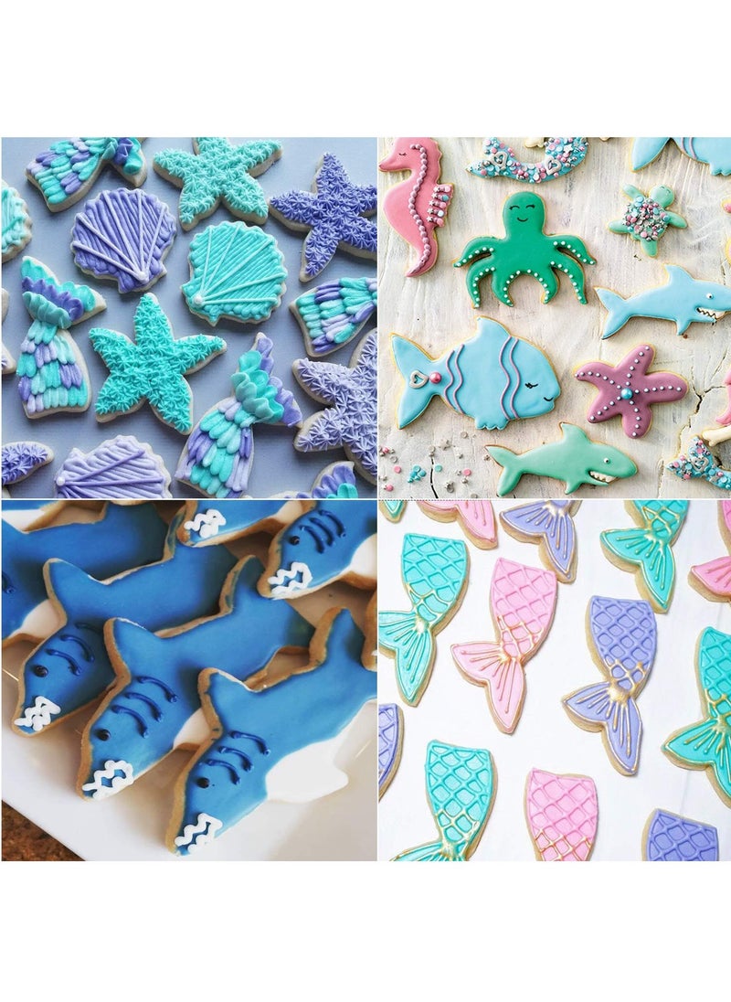 Sweet seven Create Underwater Magic with an 8-Piece Stainless Steel Sea Creatures Cookie Cutter Set - Shark, Mermaid Tail, Seahorse, and More! Baking Fun Awaits!  - Image 3