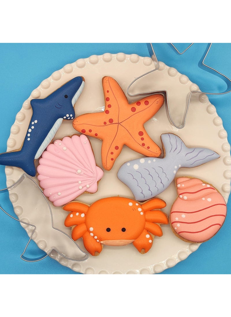 Sweet seven Create Underwater Magic with an 8-Piece Stainless Steel Sea Creatures Cookie Cutter Set - Shark, Mermaid Tail, Seahorse, and More! Baking Fun Awaits!  - Image 4