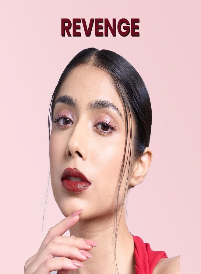 Dunamiss REVENGE Creamy Matte Lipstick for Women (4g) - 12 Hrs Long-Lasting, Intense Color, Water & Smudgeproof, Non-Transferable, Lightweight Formula with Castor Oil for Lip Nourishment All Day - Image 2
