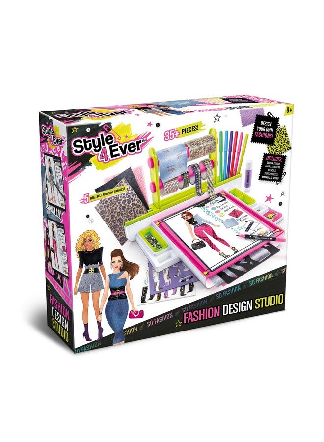 Canal Toys Style 4 Ever Fashion Design Studio, Design your own Fashions, Design Sheets with Stencils, Stickers, and Fabrics, Add Colors, Patterns, and Textures, All Organized in the Stylish Studio - Image 1