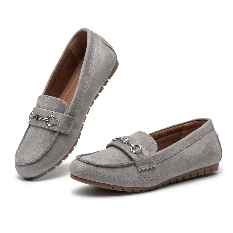 BGSTGUDS Women's Wide Loafers Shoes Cute Dressy Shoes Ladies Comfort Slip Ons Work Shoes, Grey, Size 9W - Image 3
