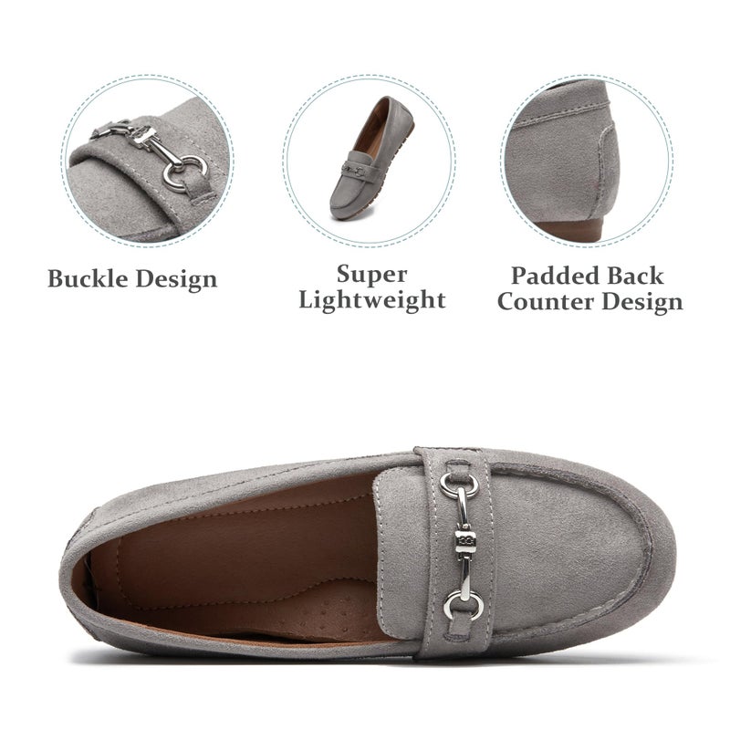 BGSTGUDS Women's Wide Loafers Shoes Cute Dressy Shoes Ladies Comfort Slip Ons Work Shoes, Grey, Size 9W - Image 5