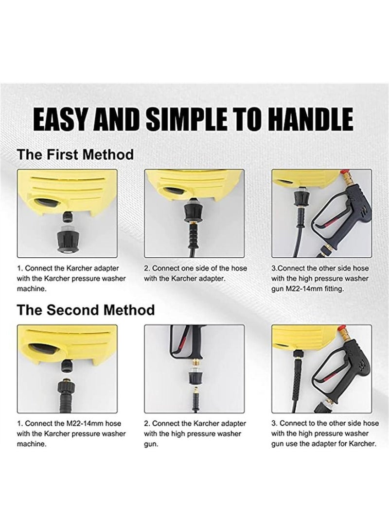High Pressure Washer Gun 4000 PSI,M22 14mm and Karcher High-Pressure Hose Quick Connect Connector,5 1/4 inch Quick-Connect Nozzles for Car Cleaning Tool  - Image 3