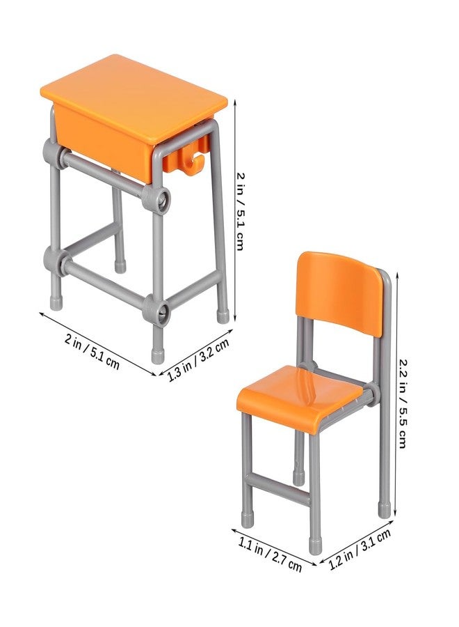 VOSAREA 4 Sets Miniature Classroom Decorations Dollhouse Accessories Desk Chair Sturdy Furniture for Dollhouse Decor Supplies for Imaginative Play - Image 3