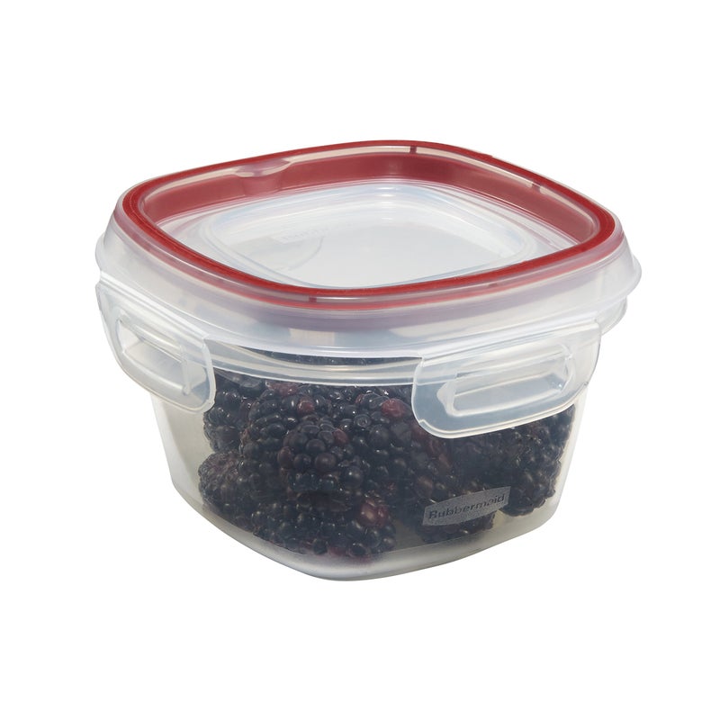Rubbermaid Lock-Its Square Food Storage Container with Easy Find Lid, 2 Cup, Racer Red - Image 1