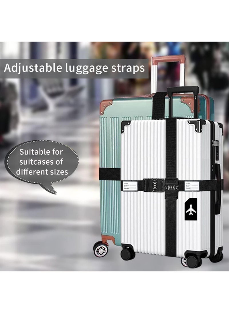 GZYIZHOU 8 Pack Luggage Straps and Tags Set (4 Straps, 4 Tags), Luggage Straps for Suitcases TSA Approved Suitcase Belt Luggage Tags - Image 4