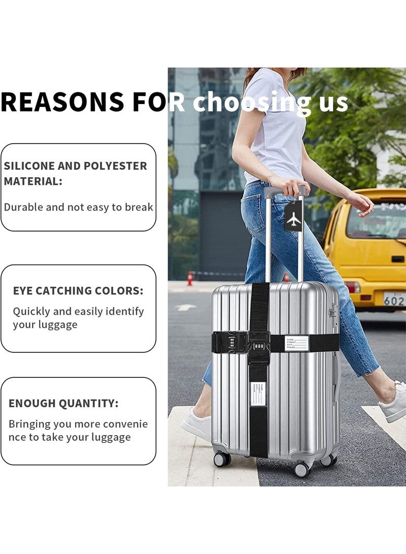 GZYIZHOU 8 Pack Luggage Straps and Tags Set (4 Straps, 4 Tags), Luggage Straps for Suitcases TSA Approved Suitcase Belt Luggage Tags - Image 5