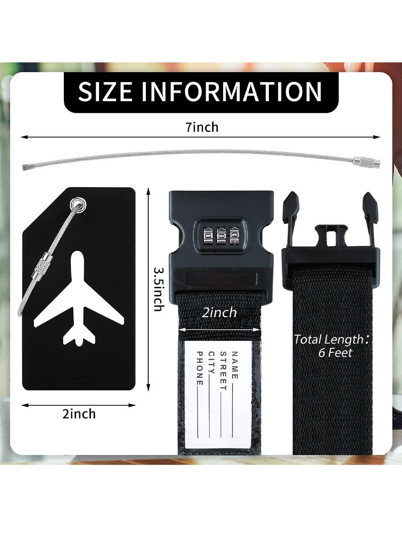 GZYIZHOU 8 Pack Luggage Straps and Tags Set (4 Straps, 4 Tags), Luggage Straps for Suitcases TSA Approved Suitcase Belt Luggage Tags - Image 2