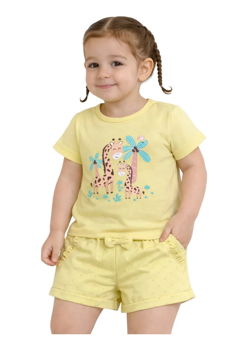 victor and jane Infant Girls’ 2-Piece Set – Giraffe Print Top & Dotted Shorts