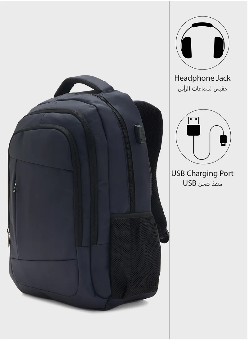 Robert Wood Premium Padded Back Support Backpack With Usb Port