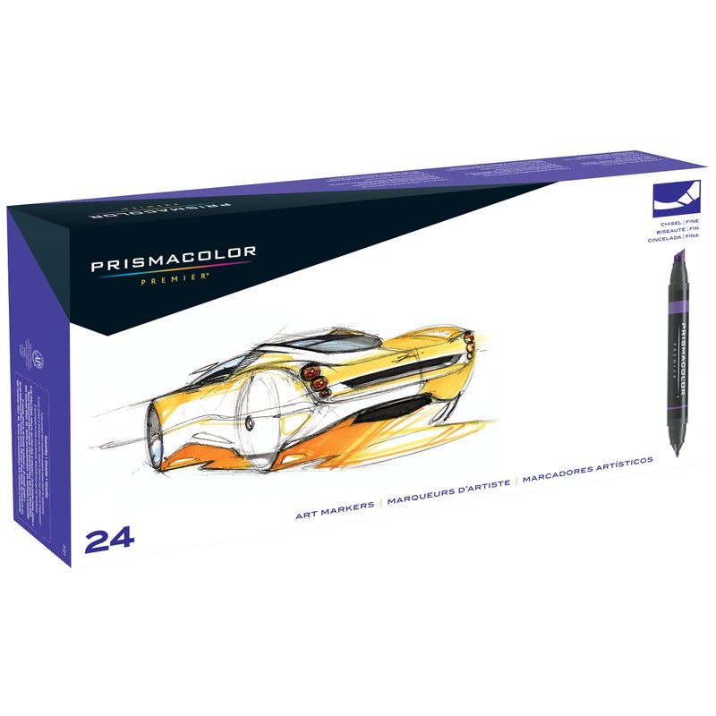 Prismacolor Premier Double-Ended Art Markers, Fine And Chisel Tip, Adult Coloring, 24 Pack - Image 1
