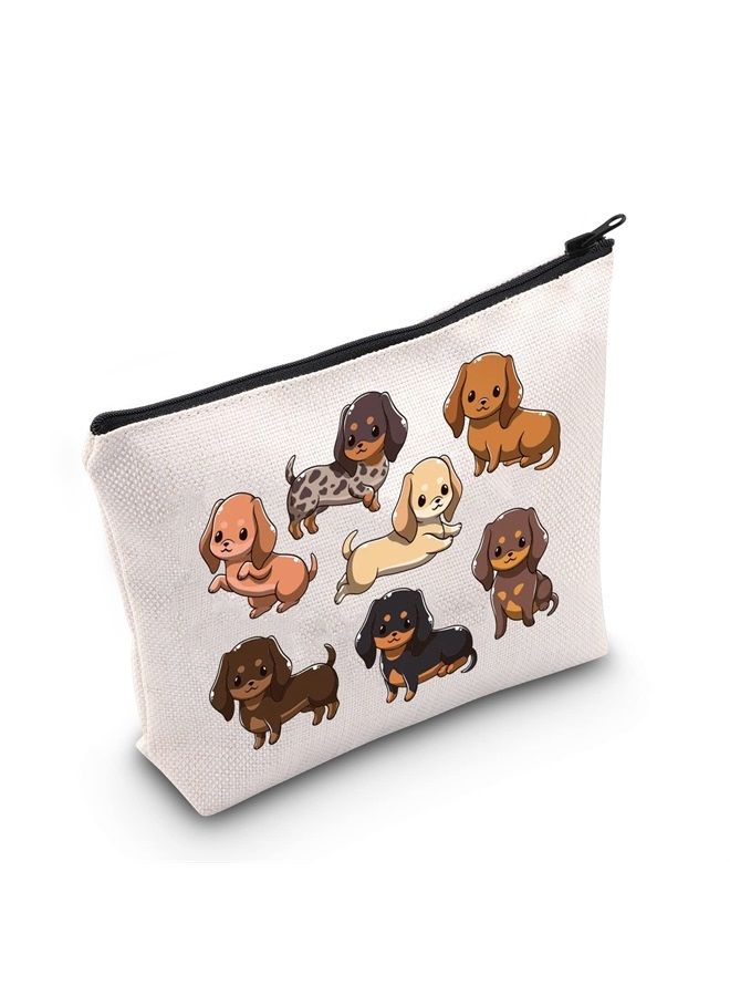 LEVLO Funny Dachshund Dog Cosmetic Makeup Bag Dachshund Dog Lover Gift Dachshund Dog Make Up Zipper Pouch Bag (Funny Dachshund) - Image 1