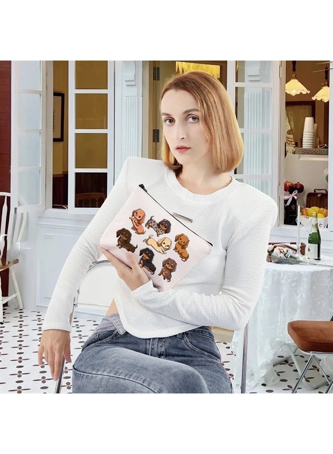 LEVLO Funny Dachshund Dog Cosmetic Makeup Bag Dachshund Dog Lover Gift Dachshund Dog Make Up Zipper Pouch Bag (Funny Dachshund) - Image 4