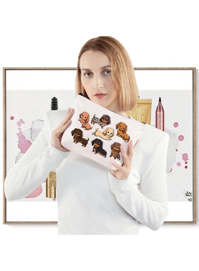 LEVLO Funny Dachshund Dog Cosmetic Makeup Bag Dachshund Dog Lover Gift Dachshund Dog Make Up Zipper Pouch Bag (Funny Dachshund) - Image 3