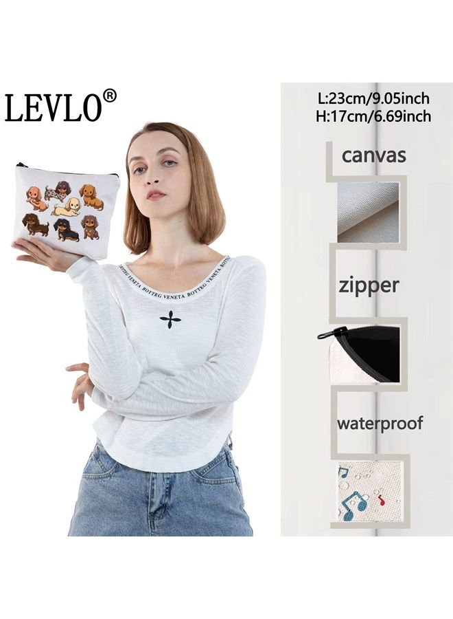LEVLO Funny Dachshund Dog Cosmetic Makeup Bag Dachshund Dog Lover Gift Dachshund Dog Make Up Zipper Pouch Bag (Funny Dachshund) - Image 2