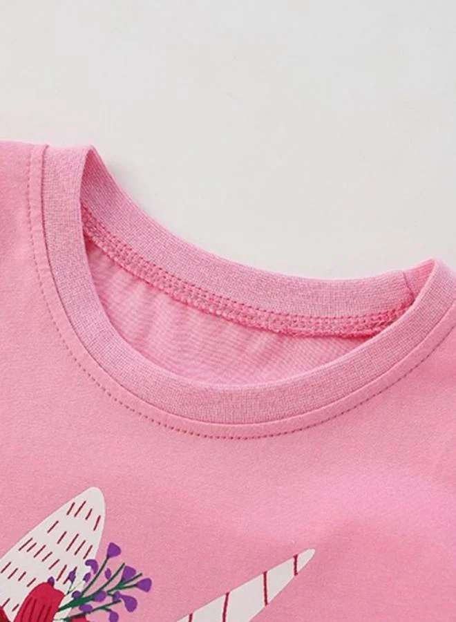 YUNIQEE Pink Crew Neck Long Sleeve Printed Top