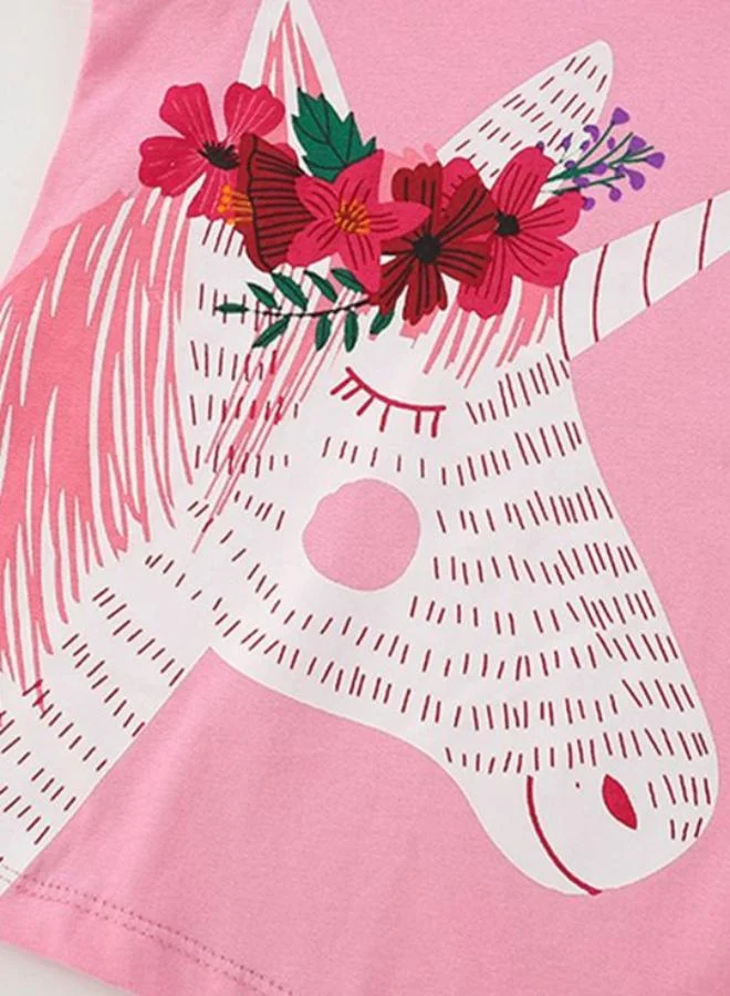 YUNIQEE Pink Crew Neck Long Sleeve Printed Top
