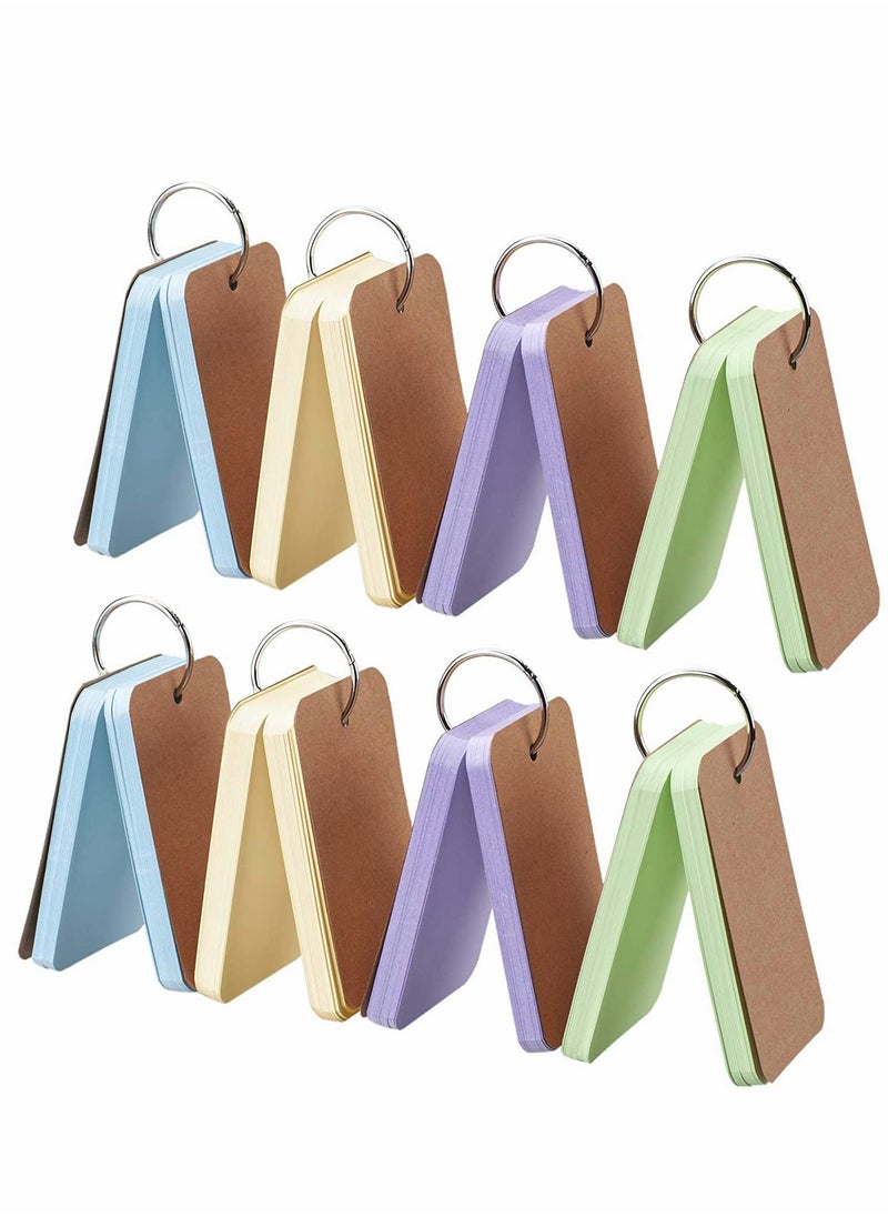 KASTWAVE - Index Cards, Mini Notepad, Cards Colored Index Cards with Ring, Heavy Weight Small Kraft Paper Cards for Studying, 8 Pack 400 Count - Image 1