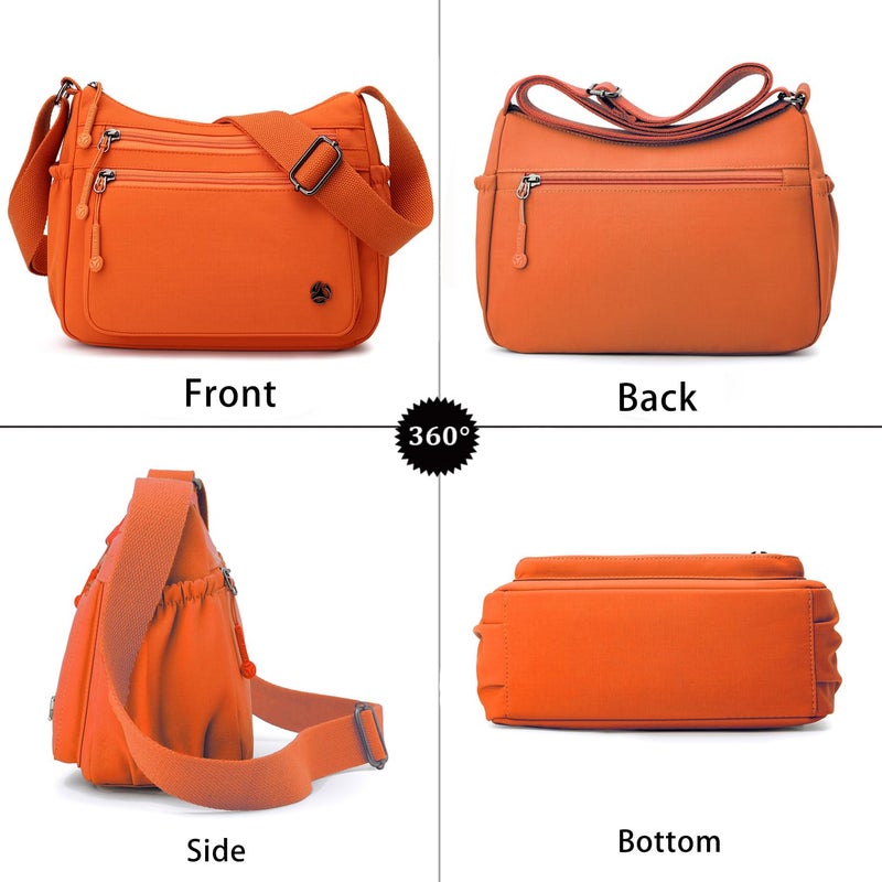 Wytidian Crossbody Bags for Women Waterproof Nylon Shoulder Bag Roomy Multiple Pockets Messenger Purses Handbags (Orange) - Image 4