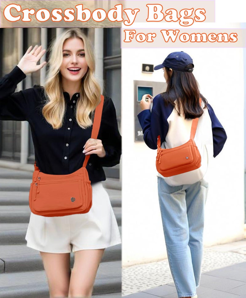 Wytidian Crossbody Bags for Women Waterproof Nylon Shoulder Bag Roomy Multiple Pockets Messenger Purses Handbags (Orange) - Image 2