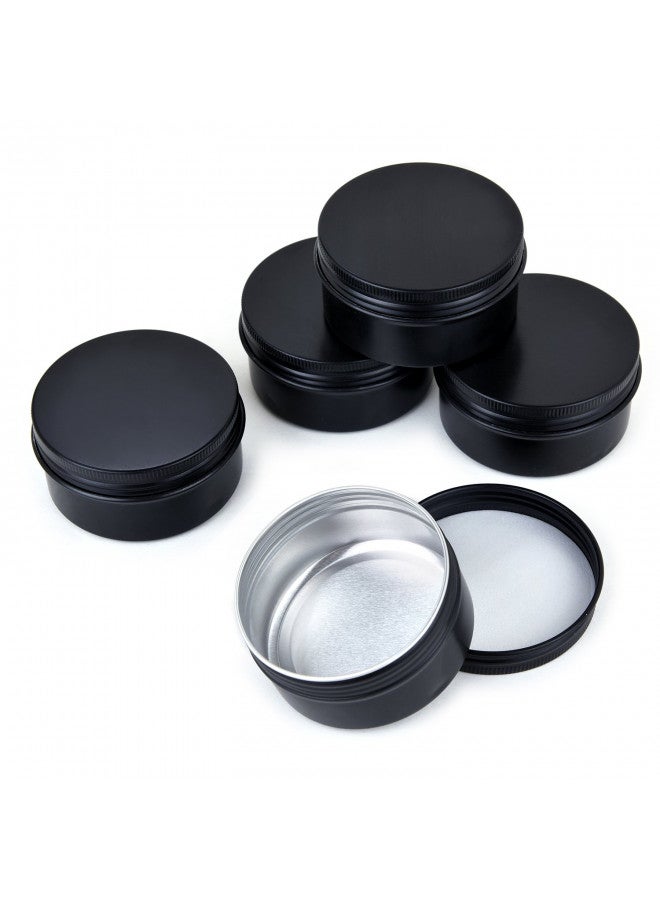 LIYAR TMO 3oz 90g Aluminum Tins Round Metal Tin Container Screw Top Steel Tin Cans Cosmetic Sample Containers Tea Cans Bulk Food Storage Metal Steel Tin Jars Candle Travel Tins(Black,10 Pack) - Image 3