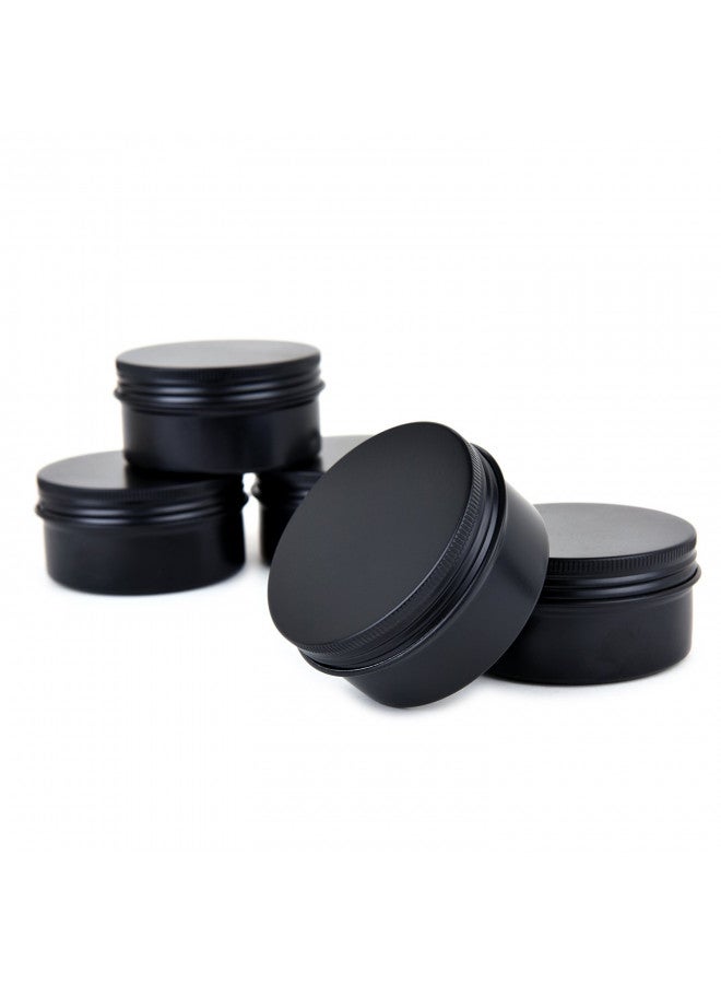 LIYAR TMO 3oz 90g Aluminum Tins Round Metal Tin Container Screw Top Steel Tin Cans Cosmetic Sample Containers Tea Cans Bulk Food Storage Metal Steel Tin Jars Candle Travel Tins(Black,10 Pack) - Image 2