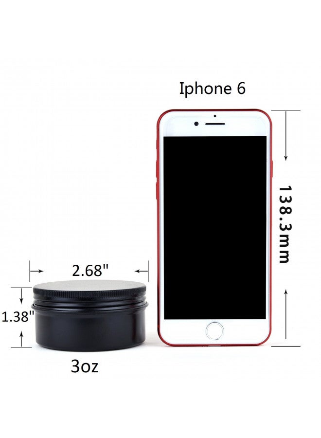 LIYAR TMO 3oz 90g Aluminum Tins Round Metal Tin Container Screw Top Steel Tin Cans Cosmetic Sample Containers Tea Cans Bulk Food Storage Metal Steel Tin Jars Candle Travel Tins(Black,10 Pack) - Image 5