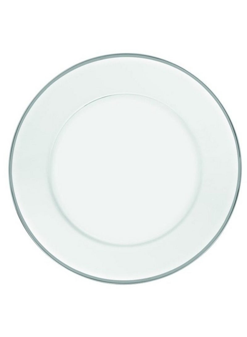 فيديفي طقم أطباق شاحن زجاجية عالية الوضوح مكون من قطعتين مع حافة فضية كريستالية شفافة 32 سم