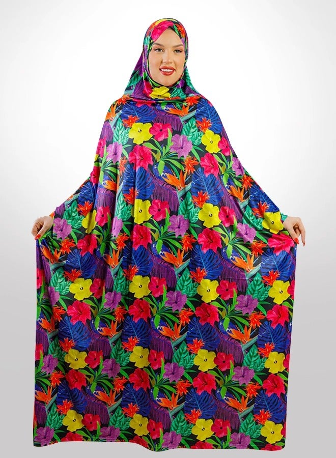 Zmurud Practical  Kuwaiti Jersey prayer dress  with headscarf- Printed from zmurud fashion  - Image 1