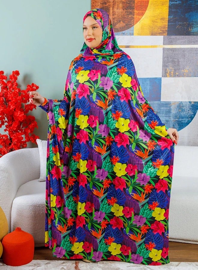 Zmurud Practical  Kuwaiti Jersey prayer dress  with headscarf- Printed from zmurud fashion  - Image 4