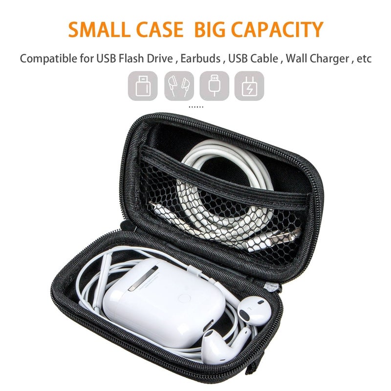 GLCON Rectangle Small Hard EVA Case - Portable Protection Earbud Case Zipper Pouch for Headset, Earphone, Flash Drive, Charging Cable, Key - Mesh Inner Pocket Durable Exterior Universal Carrying Bag - Image 2