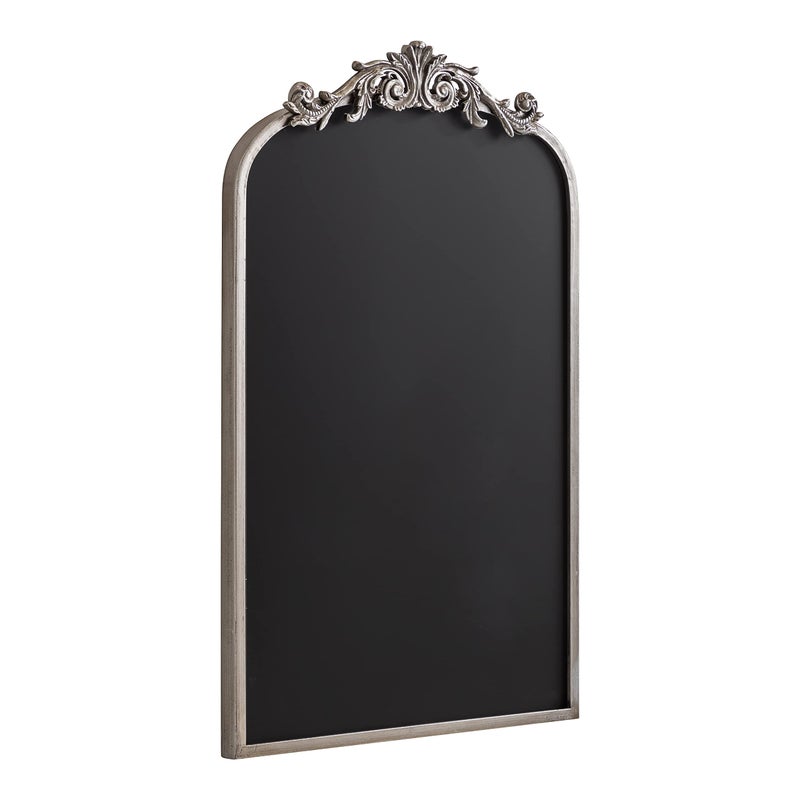 Kate and Laurel Kate and Laurel Arendahl Arch Chalkboard Silver 19 x 31 Framed Arched Ornate Vintage Magnetic Chalkboard for Unique Display Decoration and Organization 