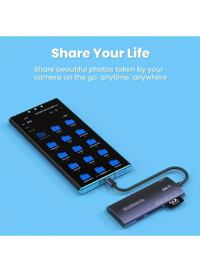 6 في 1 قارئ بطاقات USB من النوع C محول من النوع C لبطاقات SD وTF وXD وCF وM2 وMS لأجهزة الكمبيوتر والهواتف الذكية والأجهزة اللوحية - Image 2