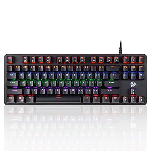 Enter Phoenix Pro Mechanical USB Gaming Keyboard with 26 Anti Ghosting Keys, Rainbow LED Lights (8LED Modes), Windows Lock Key with 12 Multimedia Keys, Splash Resistant, Fading Resistant Keycaps - Image 1