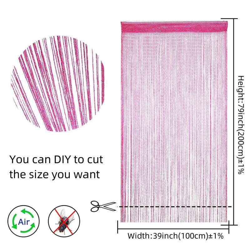 ave split Decorative Door String Curtain Wall Panel Fringe Window Room Divider Blind Divider Tassel Screen Home 100x200centimeter (Rose red18) - Image 2