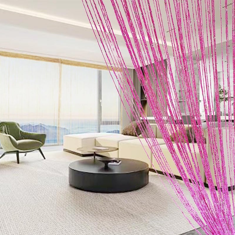 ave split Decorative Door String Curtain Wall Panel Fringe Window Room Divider Blind Divider Tassel Screen Home 100x200centimeter (Rose red18) - Image 4