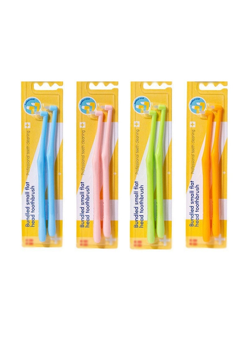 8 قطع فرشاة أسنان لتقويم الأسنان لتقويم الأسنان، رأس صغير ناعم ورأس مسطح وفرشاة أسنان لتقويم الأسنان وتنظيف تفاصيل الأسنان - Image 1
