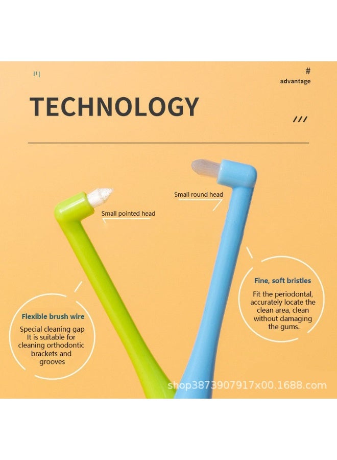 8 قطع فرشاة أسنان لتقويم الأسنان لتقويم الأسنان، رأس صغير ناعم ورأس مسطح وفرشاة أسنان لتقويم الأسنان وتنظيف تفاصيل الأسنان - Image 2